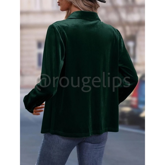 Velvet Green Casual Button Up / Down Shirt Collar, V-Neck - Picture 5 of 7